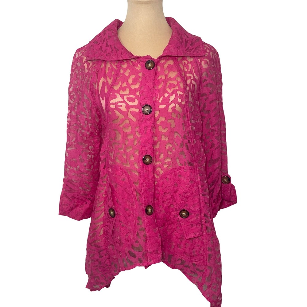 Katherine New York Women's Sheer Lace Collar Button Front Party Jacket Size S